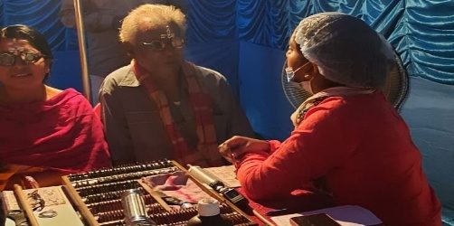 An eye examination at a Lens Project camp